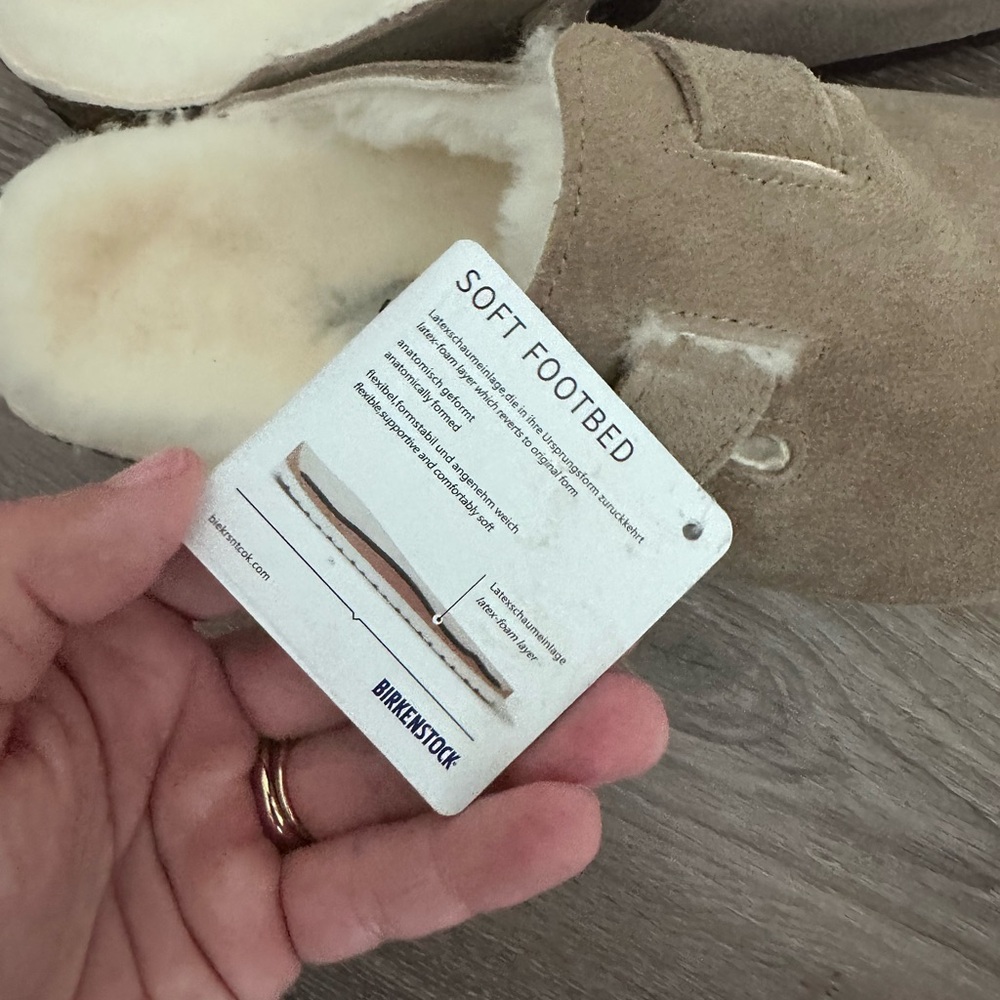 Birkenstock‎ Boston Shearling Suede- Stone Coin- NWT - Picture 5 of 8